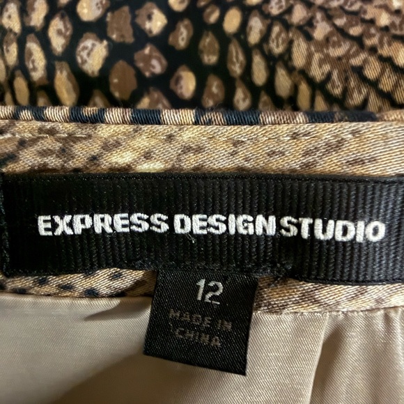 Express Design Studio Black and Tan Snake Print Pencil Skirt - Picture 2 of 5